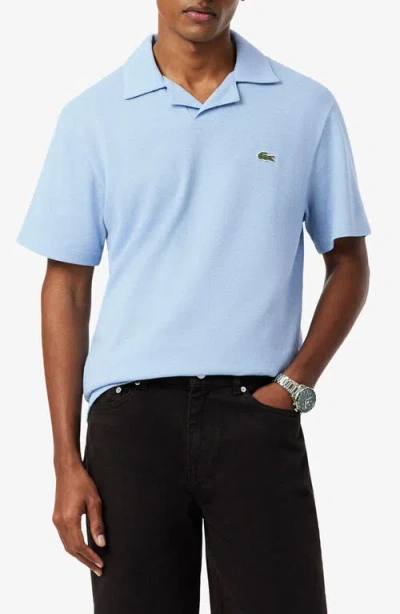 Lacoste Johnny Collar Cotton & Linen Piqué Polo In Blue