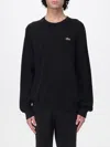 Lacoste Pullover In Cotone Nero In Animal Print