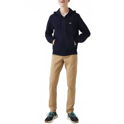 Lacoste Kangaroo Pocket Color-blocked Hoodie In Navy In Blue