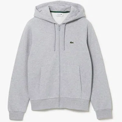 Lacoste Kangaroo Pocket Hoodie In Grey Chine