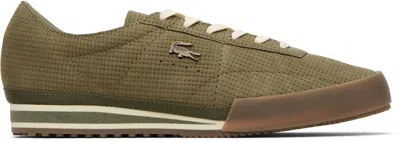 Lacoste Aura Embossed Leather Low Top Sneaker In Green