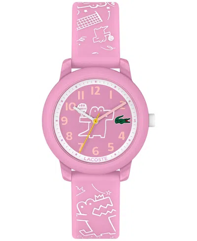 Lacoste Kid's Pink Printed Silicone Strap Watch 33mm