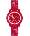 LACOSTE KID'S RED PRINTED SILICONE STRAP WATCH 33MM