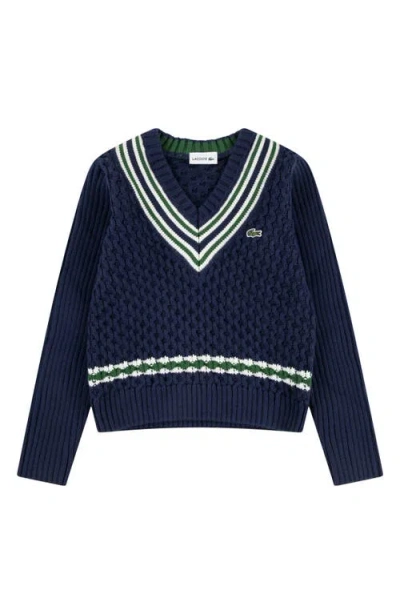 Lacoste Kids' Brushed Rib Sweater In Black