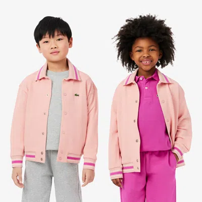 Lacoste Kids' Button-down Fleece Sweatshirt - 16 Years In Pink