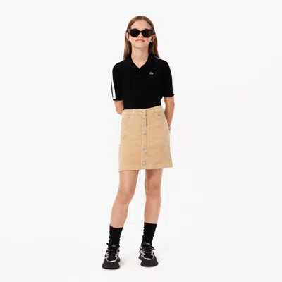 Lacoste Kids' Buttoned Velour Skirt - 10 Years In Beige