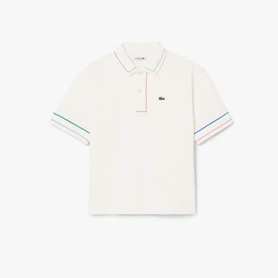 Lacoste Kids' Contrast Accent Petit Piqué Polo - 5 Years In White