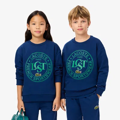 Lacoste Kids' Printed Crew Neck Sweatshirt - 6 Years In Blue