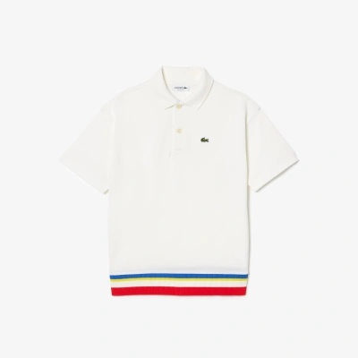 Lacoste Kids' Contrast Stripe Piqué Polo  - 5 Years In White