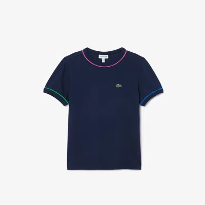 Lacoste Kids' Contrast Trim Cotton T-shirt - 10 Years In Blue