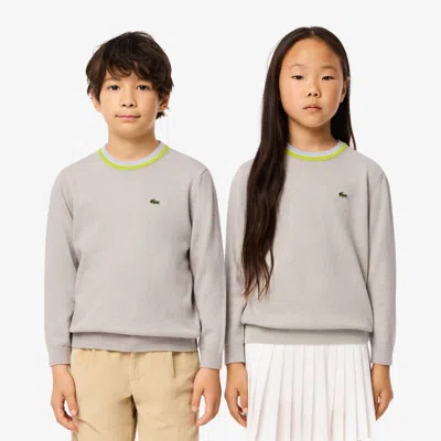 Lacoste Kids' Cotton And Merino Wool Blend Sweater - 5 Years In Grey
