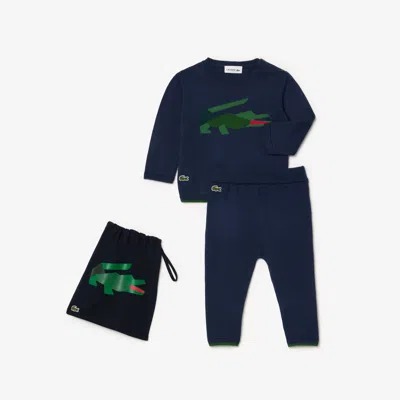Lacoste Kids' Crocodile Graphic Pajama Set - 18m In Blue