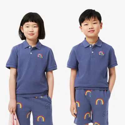 Lacoste Kids' Embroidery Accent Petit Piqué Polo - 4 Years In Purple