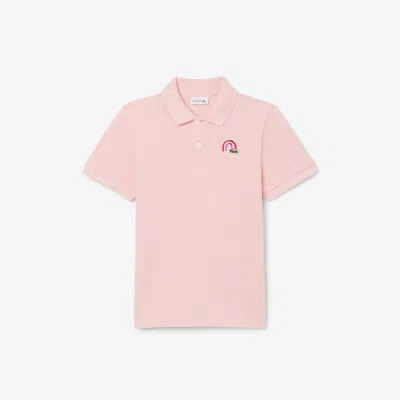 Lacoste Kids' Embroidery Accent Petit Piqué Polo - 6 Years In Pink