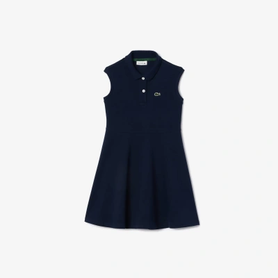 Lacoste Kids' Fit & Flare Stretch Piqué Polo Dress - 4 Years In Blue