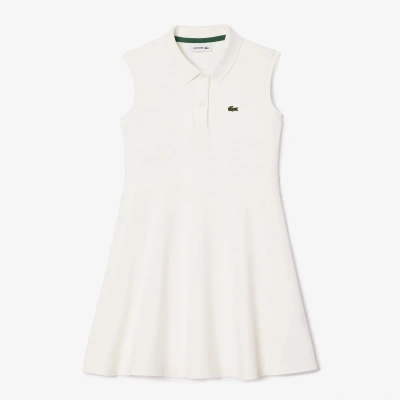Lacoste Kids' Fit & Flare Stretch Piquã© Polo Dress - 3 Years In White