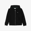 Lacoste Kangaroo Pocket Zip Front Hoodie - 2 Years In Black