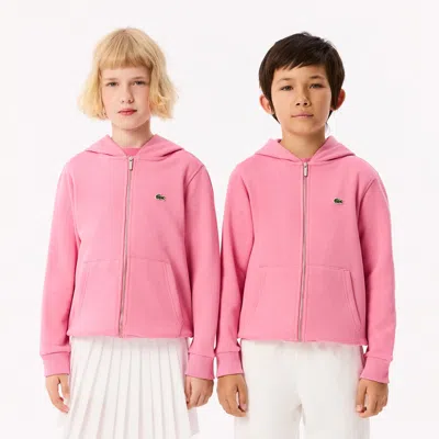 Lacoste Kids' Fleece Zip-up Hoodie - 5 Years In Pink
