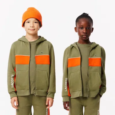 Lacoste Kids' Fleece Zip-up Hoodie - 14 Years In Green
