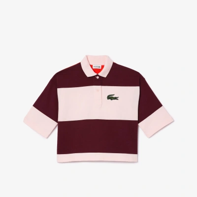 Lacoste Kids' Heavy Cotton Jersey Striped Polo - 3 Years In Pink