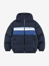 Lacoste Kids Logo Chest Stripe Puffer Jacket In Blue