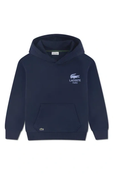 Lacoste Kids' Logo Hoodie In Blue