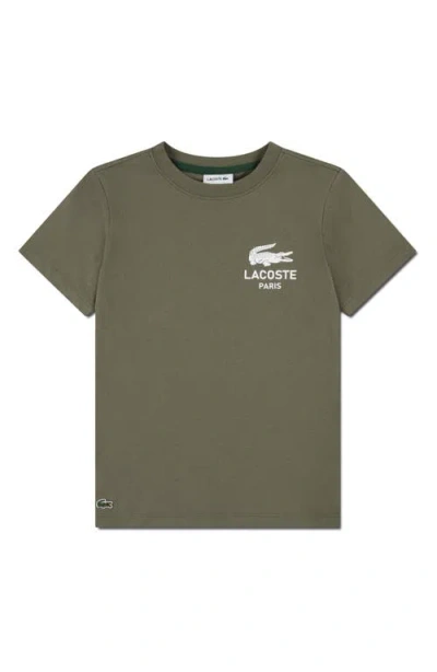 Lacoste Kids' Logo Organic Cotton Graphic T-shirt In Green