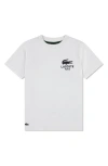 Lacoste Kids' Logo Organic Cotton Graphic T-shirt In White