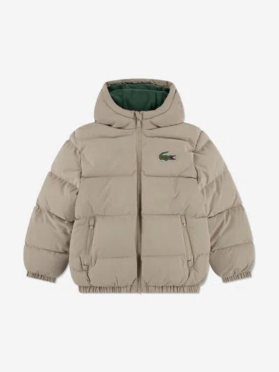 Lacoste Kids Logo Puffer Jacket In Nude