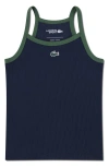 Lacoste Girls' Logo Ribbed Tank Top - Big Kid In Blue