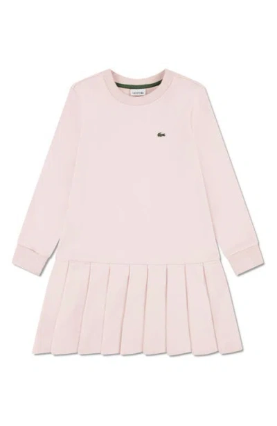 Lacoste Kids' Long Sleeve French Terry Dress In Pink