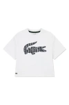 Lacoste Kids' Monogram Organic Cotton Graphic T-shirt In White
