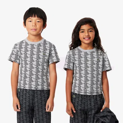 Lacoste Kids' Monogram Print Cotton T-shirt - 5 Years In Grey