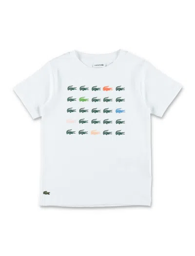 Lacoste Kids Multi-logo Cotton T-shirt In White