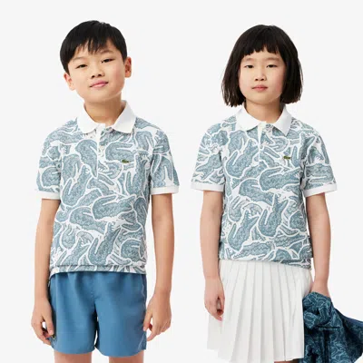 Lacoste Kids' Petit Piqué Print Polo - 5 Years In White