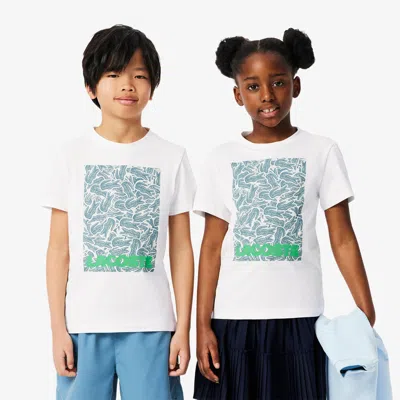 Lacoste Kids' Printed Cotton T-shirt - 16 Years In White
