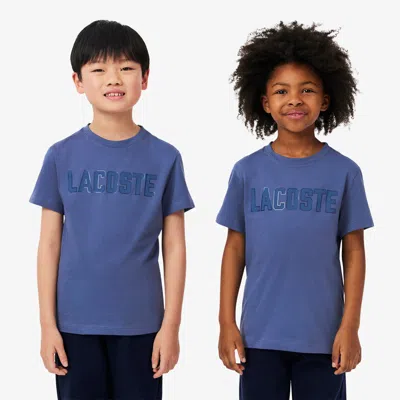 Lacoste Kids' Printed Cotton T-shirt - 14 Years In Purple