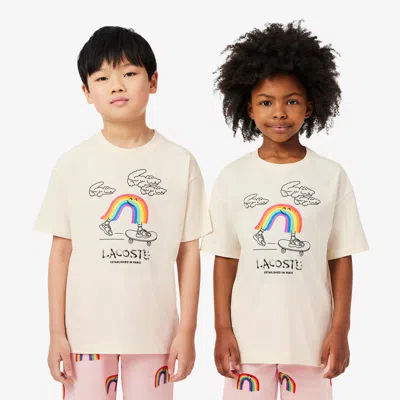Lacoste Kids' Printed Cotton T-shirt - 4 Years In Beige