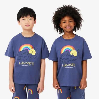 Lacoste Kids' Printed Cotton T-shirt - 16 Years In Purple