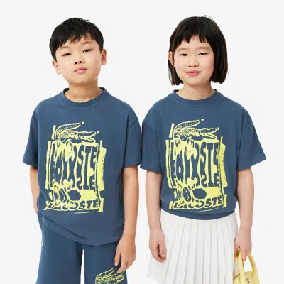 Lacoste Kids' Printed Cotton T-shirt - 6 Years In Blue