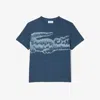 Lacoste Kids' Printed Cotton T-shirt - 12 Years In Blue