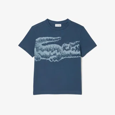 Lacoste Kids' Printed Cotton T-shirt - 12 Years In Blue
