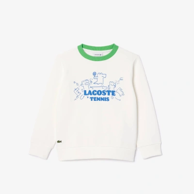 Lacoste Kids' Printed Crew Neck Fleece Sweatshirt - 5 Years In White