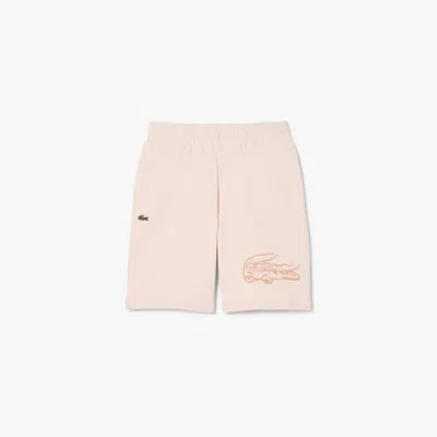 Lacoste Kids' Printed Fleece Shorts - 6 Years In Pink