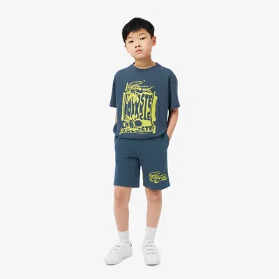 Lacoste Kids' Printed Fleece Shorts - 5 Years In Blue