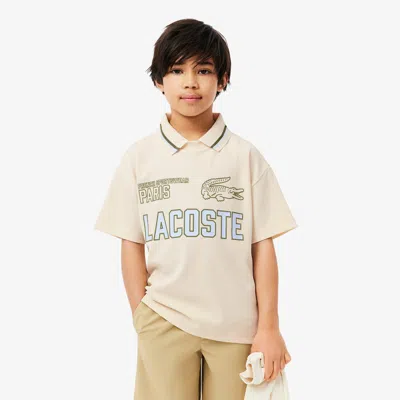 Lacoste Kids' Printed Mesh Double Collar Polo - 4 Years In Beige