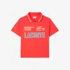 Lacoste Kids' Printed Mesh Double Collar Polo - 14 Years In Red