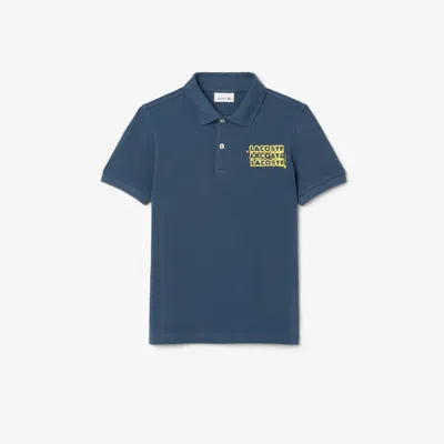 Lacoste Kids' Printed Petit Piqué Polo - 2 Years In Blue