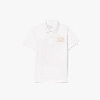 Lacoste Kids' Printed Petit Piqué Polo - 12 Years In White