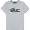 Lacoste Kids' Puff Logo Organic Cotton T-shirt In Gray